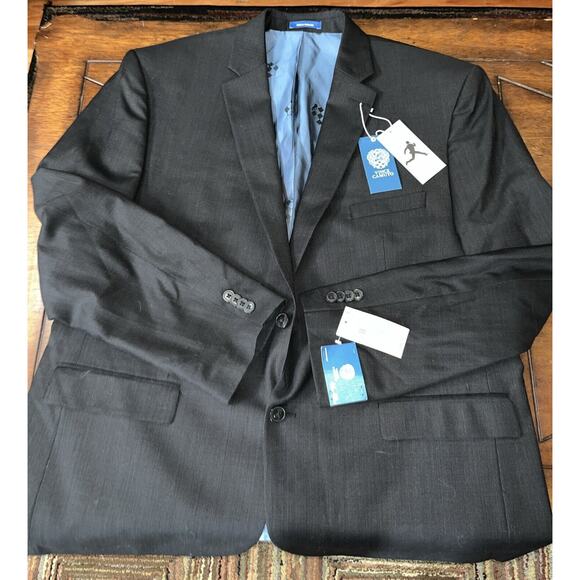 VINCE CAMUTO Mens Black Wool REG‎ FIT STRETCH Suit Blazer Sport Coat Jacket 46R - Picture 1 of 5